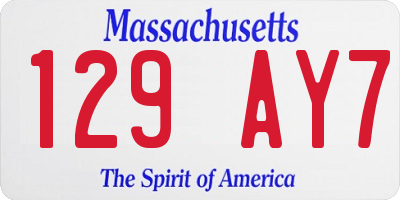 MA license plate 129AY7