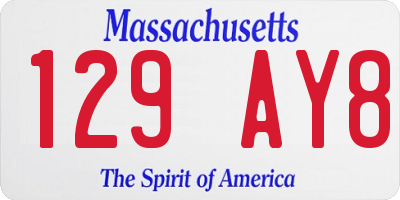 MA license plate 129AY8