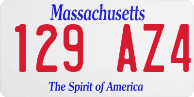 MA license plate 129AZ4