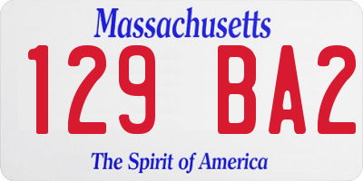 MA license plate 129BA2