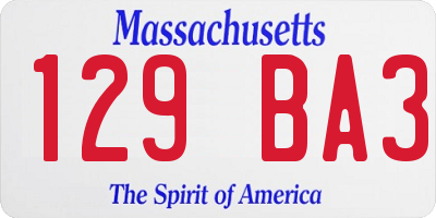 MA license plate 129BA3