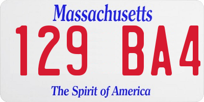 MA license plate 129BA4