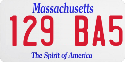 MA license plate 129BA5