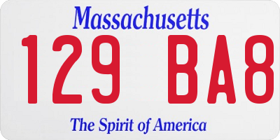 MA license plate 129BA8