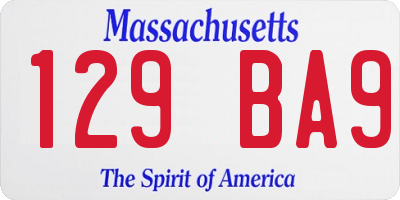 MA license plate 129BA9
