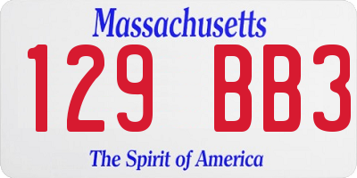 MA license plate 129BB3