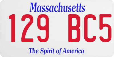 MA license plate 129BC5