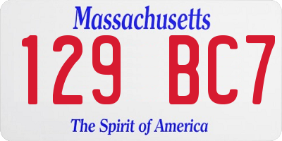 MA license plate 129BC7