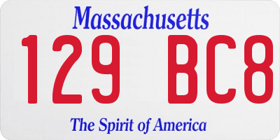 MA license plate 129BC8