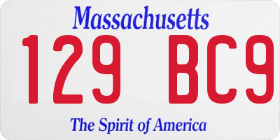 MA license plate 129BC9
