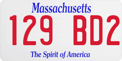 MA license plate 129BD2