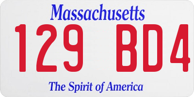 MA license plate 129BD4