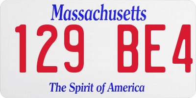 MA license plate 129BE4