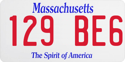 MA license plate 129BE6