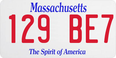 MA license plate 129BE7