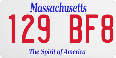 MA license plate 129BF8