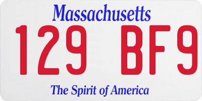 MA license plate 129BF9