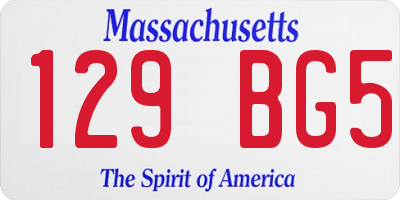 MA license plate 129BG5