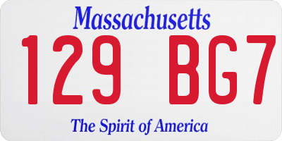 MA license plate 129BG7
