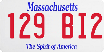 MA license plate 129BI2