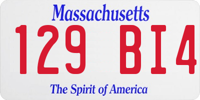 MA license plate 129BI4