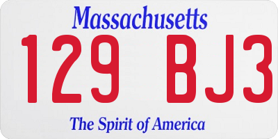 MA license plate 129BJ3