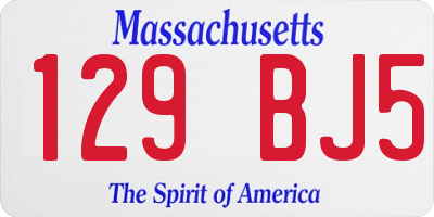MA license plate 129BJ5