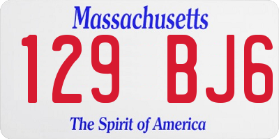 MA license plate 129BJ6