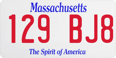 MA license plate 129BJ8