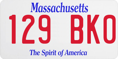 MA license plate 129BK0