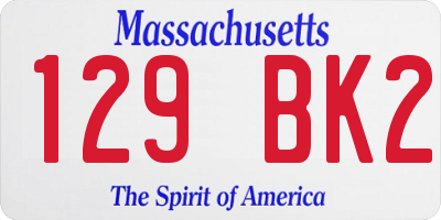 MA license plate 129BK2