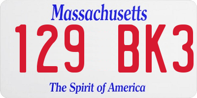 MA license plate 129BK3
