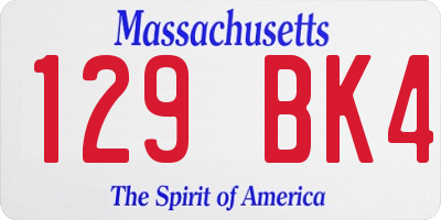 MA license plate 129BK4