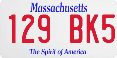 MA license plate 129BK5