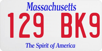 MA license plate 129BK9