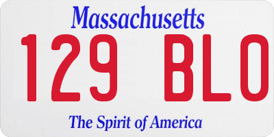 MA license plate 129BL0