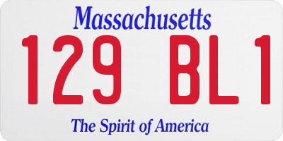 MA license plate 129BL1