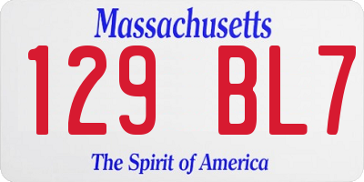 MA license plate 129BL7