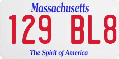 MA license plate 129BL8