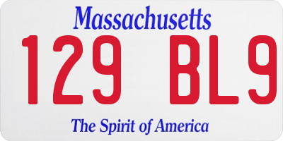 MA license plate 129BL9