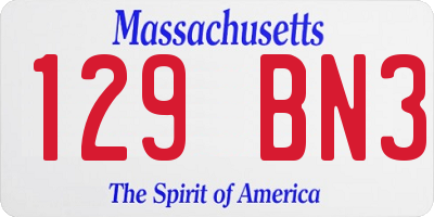 MA license plate 129BN3