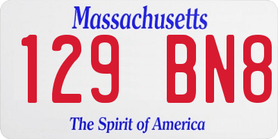 MA license plate 129BN8