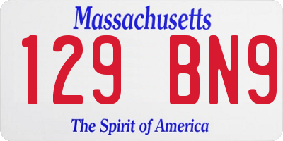 MA license plate 129BN9