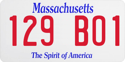 MA license plate 129BO1