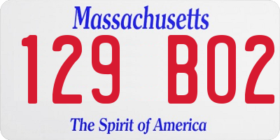 MA license plate 129BO2