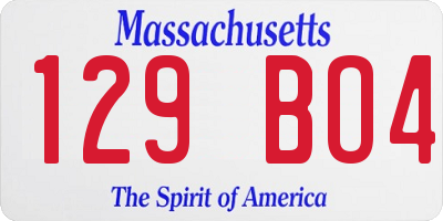 MA license plate 129BO4