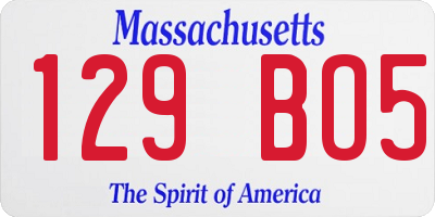 MA license plate 129BO5