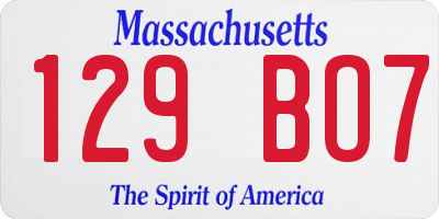 MA license plate 129BO7