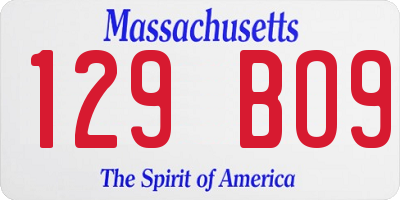 MA license plate 129BO9