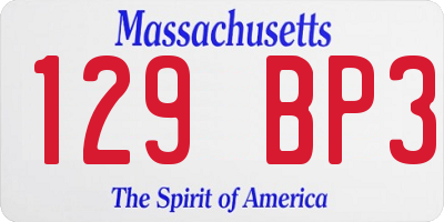 MA license plate 129BP3